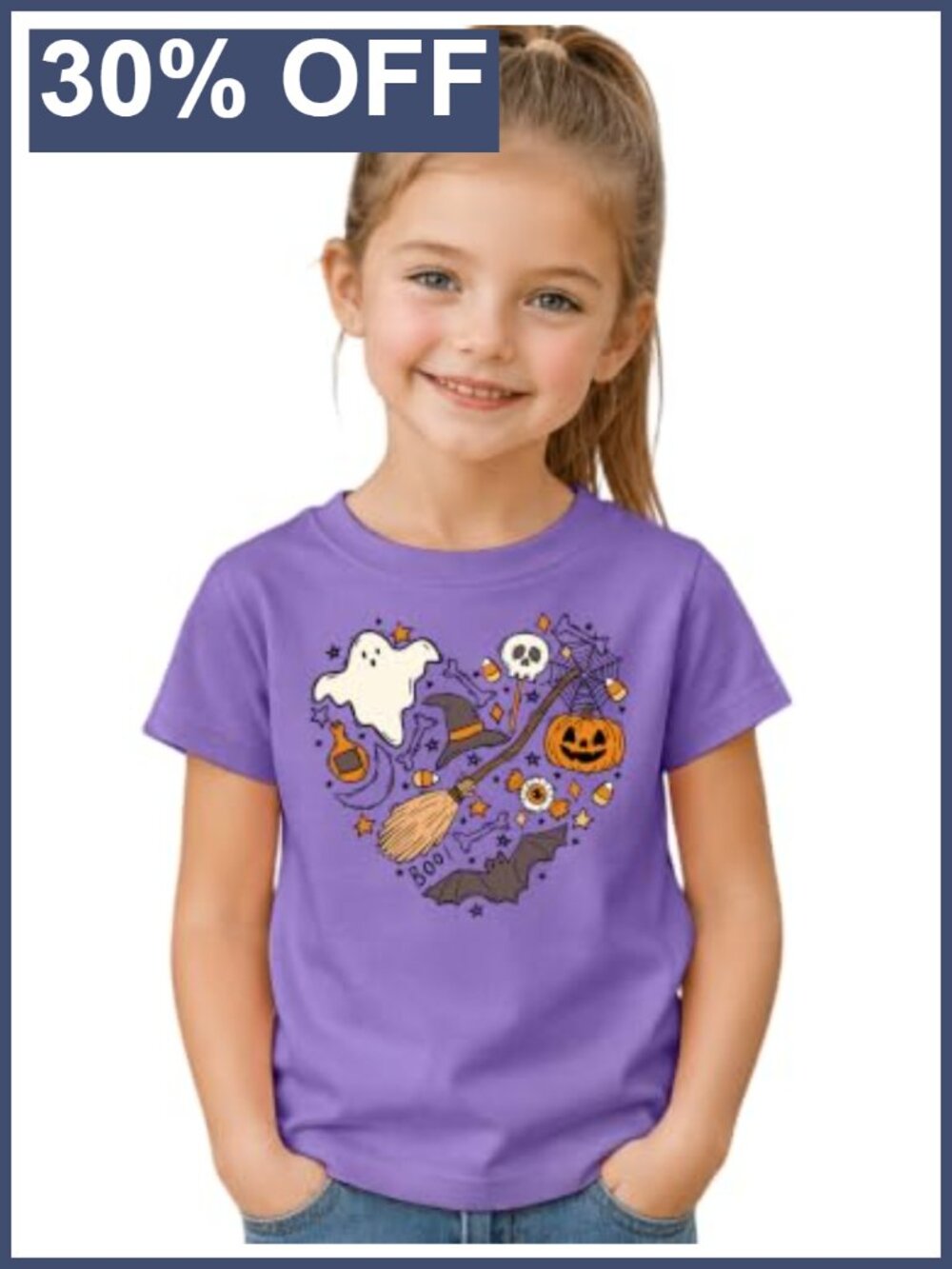Halloween Doodles Pumpkin Tee Kids Cotton Blend Short Sleeve